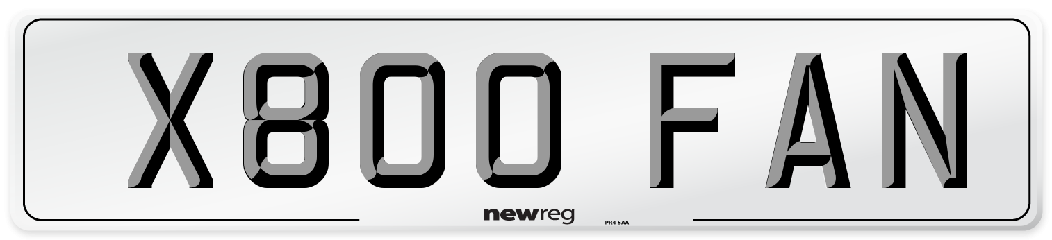 X800 FAN Number Plate from New Reg
